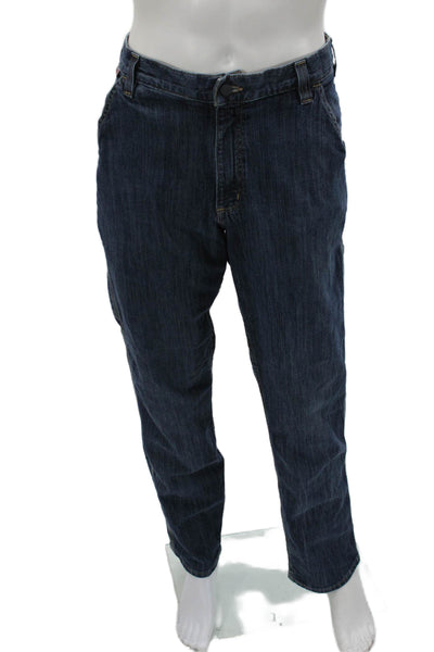 Carhartt Mens Straight Dark Blue Jeans Button Fly Big & Tall Size 33