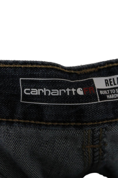 Carhartt Mens Straight Dark Blue Jeans Button Fly Big & Tall Size 33