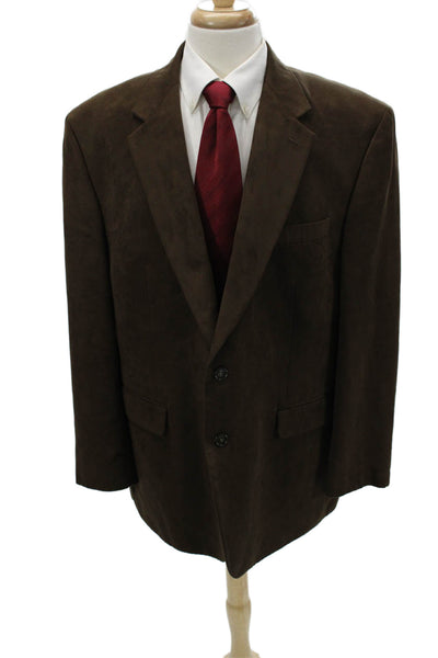 Lauren Ralph Lauren Mens Brown Polyester Blazer Button Collared Classic Size 46