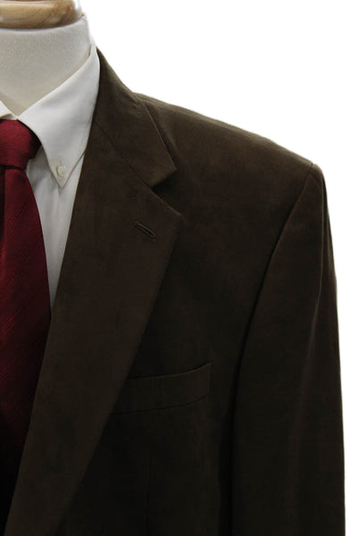 Lauren Ralph Lauren Mens Brown Polyester Blazer Button Collared Classic Size 46