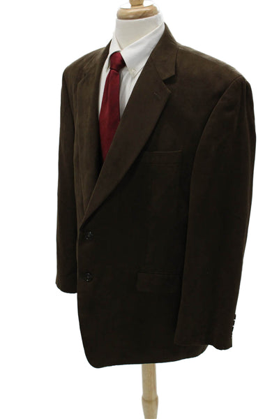 Lauren Ralph Lauren Mens Brown Polyester Blazer Button Collared Classic Size 46