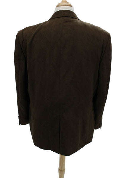 Lauren Ralph Lauren Mens Brown Polyester Blazer Button Collared Classic Size 46