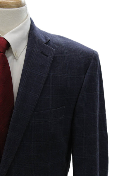 Lauren Ralph Lauren Mens Navy Check Silk Wool Blazer Button Size 42