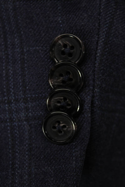 Lauren Ralph Lauren Mens Navy Check Silk Wool Blazer Button Size 42