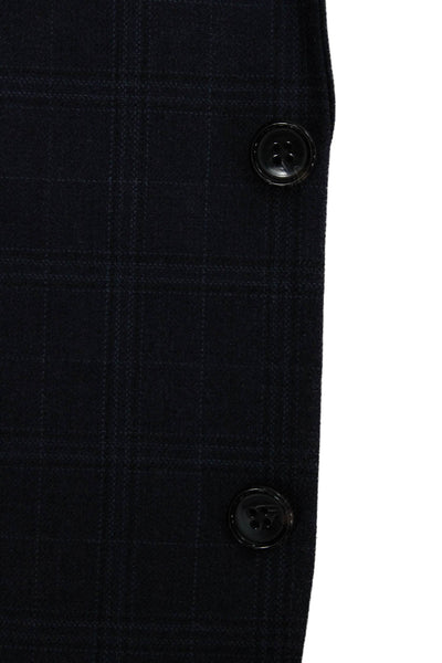 Lauren Ralph Lauren Mens Navy Check Silk Wool Blazer Button Size 42