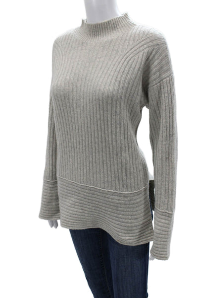 Club Monaco Women Pullover Sweater Striped Gray Mock Neck Alpaca Blend Size S