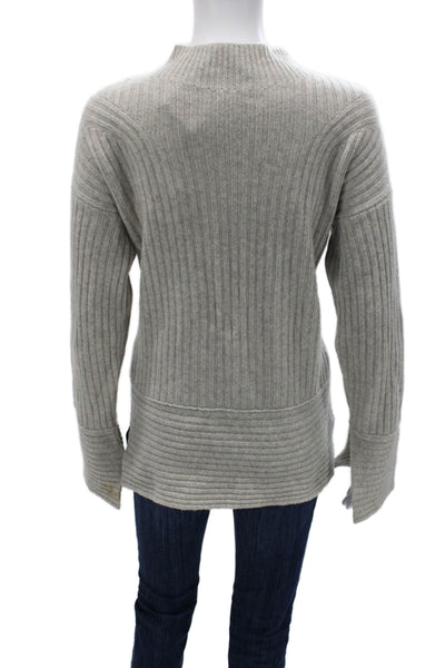 Club Monaco Women Pullover Sweater Striped Gray Mock Neck Alpaca Blend Size S