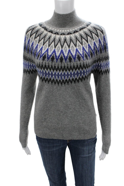 Vineyard Vines Womens Pullover Sweater Fair Isle Mock Neck Gray Size 2XS
