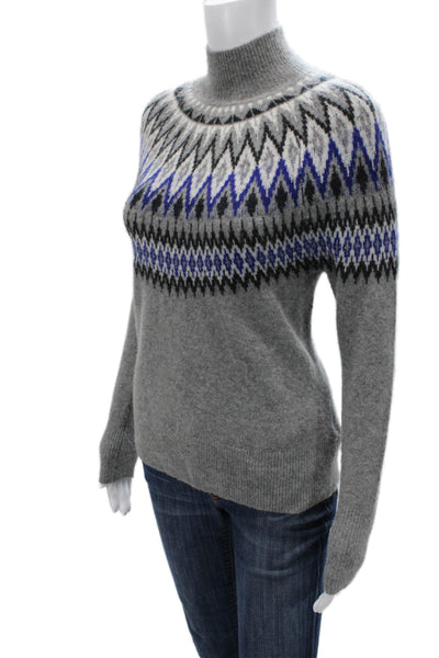 Vineyard Vines Womens Pullover Sweater Fair Isle Mock Neck Gray Size 2XS