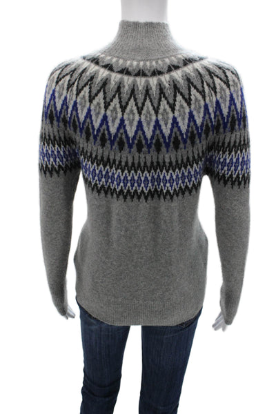 Vineyard Vines Womens Pullover Sweater Fair Isle Mock Neck Gray Size 2XS