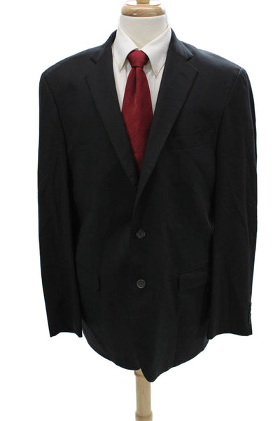 Hart Schaffner Marx Mens 2 Piece Black Wool Suit Jacket Button Collared Size 44
