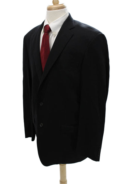Hart Schaffner Marx Mens 2 Piece Black Wool Suit Jacket Button Collared Size 44