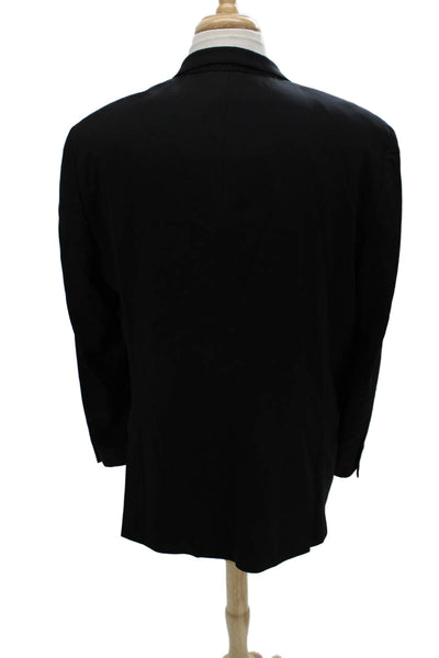 Hart Schaffner Marx Mens 2 Piece Black Wool Suit Jacket Button Collared Size 44