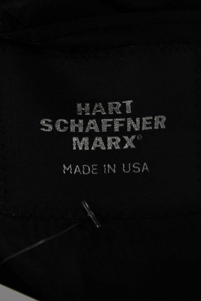 Hart Schaffner Marx Mens 2 Piece Black Wool Suit Jacket Button Collared Size 44