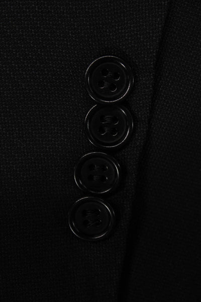 Canali Men Black Solid Cupro Suit Jacket Button Collared Long Sleeve Size 58