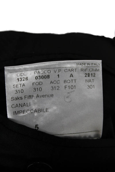 Canali Men Black Solid Cupro Suit Jacket Button Collared Long Sleeve Size 58