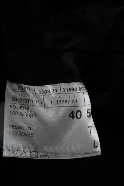 Canali Men Black Solid Cupro Suit Jacket Button Collared Long Sleeve Size 58