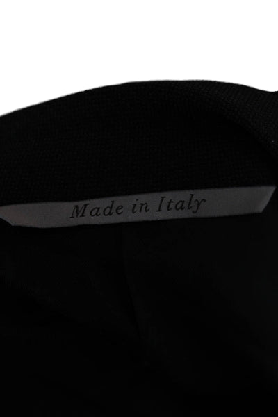 Canali Men Black Solid Cupro Suit Jacket Button Collared Long Sleeve Size 58