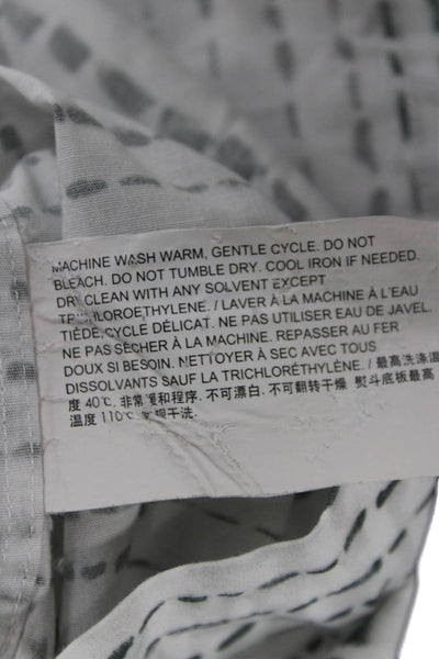 Theory Mens Button Front Short Sleeve Collared Printed Shirt White Gray Size 2XL