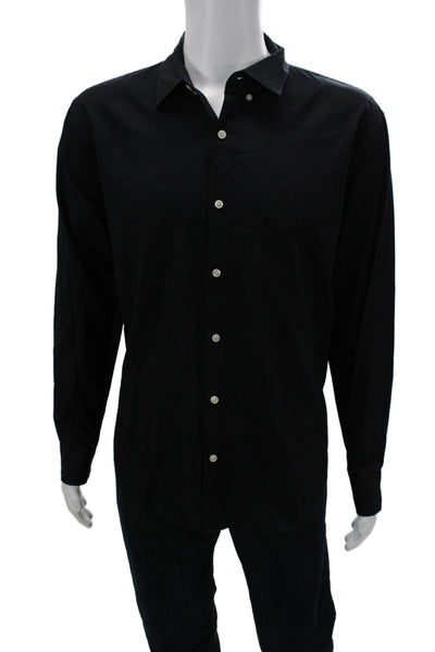 Bonobos Mens Button Front Long Sleeve Collared Pocket Shirt Navy Cotton Size XL