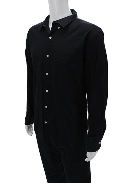 Bonobos Mens Button Front Long Sleeve Collared Pocket Shirt Navy Cotton Size XL