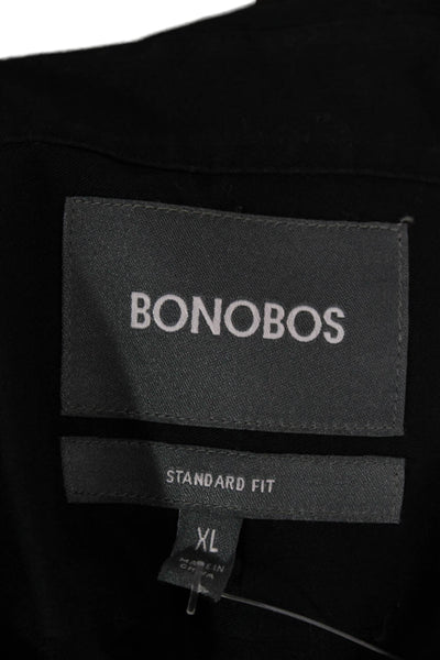 Bonobos Mens Button Front Long Sleeve Collared Pocket Shirt Navy Cotton Size XL