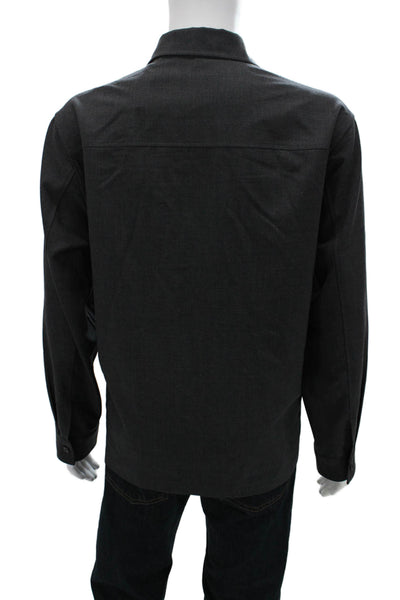 Theory Mens Button Front Long Sleeve Collared Pocket Shirt Gray Size 2XL