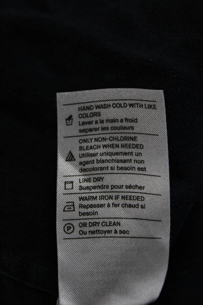 Vince Mens Short Sleeve Button Front Collared Linen Shirt Navy Blue Size 2XL