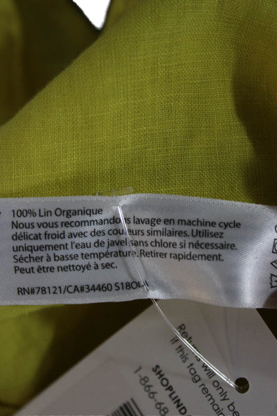 Eileen Fisher Women Collared Button-Up Organic Linen Yellow Long Sleeve Size M