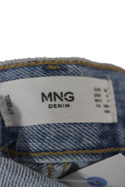 MNG Women Mom Boyfriend Jeans Light Blue High Rise 100%Cotton Size 6