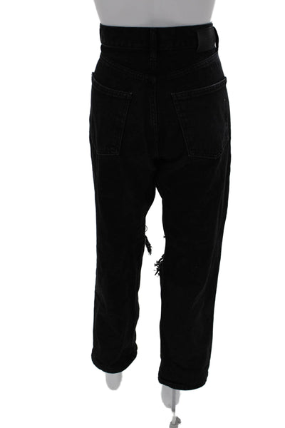 MNG Womens Boyfriend Mom Jeans Black High Rise Cotton Inseam 29 Size 6