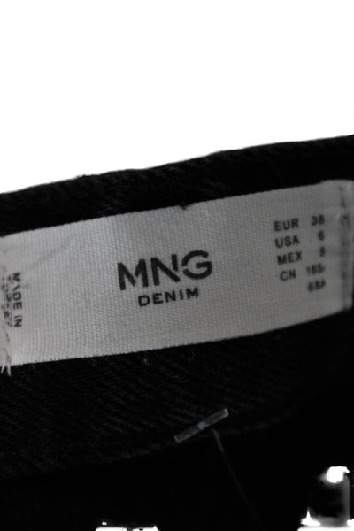 MNG Womens Boyfriend Mom Jeans Black High Rise Cotton Inseam 29 Size 6