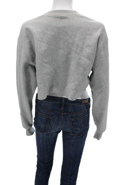 Champion Women Pullover Sweatshirt Gray Cotton Long Sleeve Size S