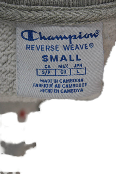 Champion Women Pullover Sweatshirt Gray Cotton Long Sleeve Size S