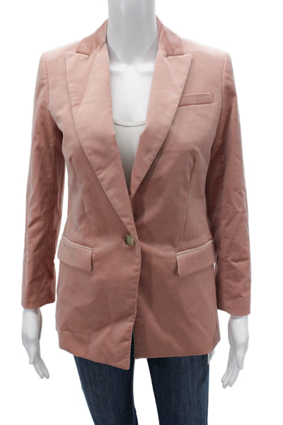 J Crew Womens Pink Collared Button Blazer Long Sleeve Cotton Blend Size 0P