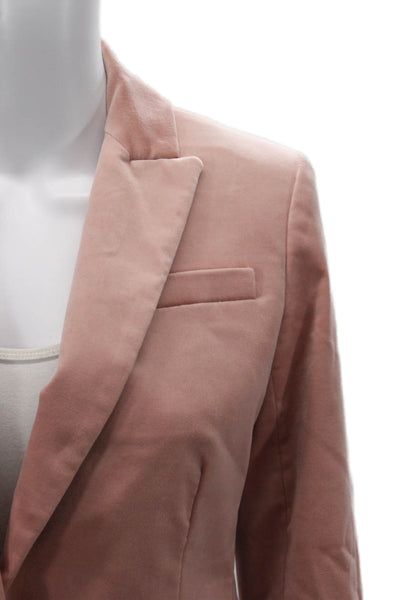 J Crew Womens Pink Collared Button Blazer Long Sleeve Cotton Blend Size 0P