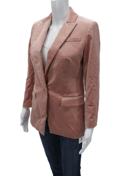 J Crew Womens Pink Collared Button Blazer Long Sleeve Cotton Blend Size 0P
