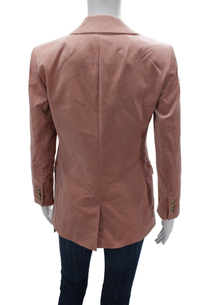 J Crew Womens Pink Collared Button Blazer Long Sleeve Cotton Blend Size 0P