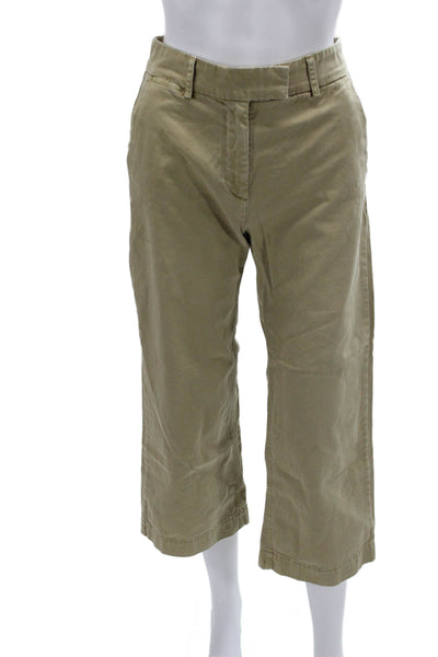 J Crew Womens Beige Chino Capri Pants Button Cotton Size 00