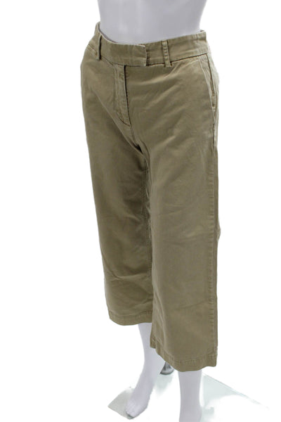 J Crew Womens Beige Chino Capri Pants Button Cotton Size 00