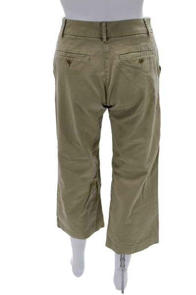 J Crew Womens Beige Chino Capri Pants Button Cotton Size 00
