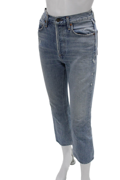 Agolde Womens Cropped Straight High Rise Blue Jeans Size 23