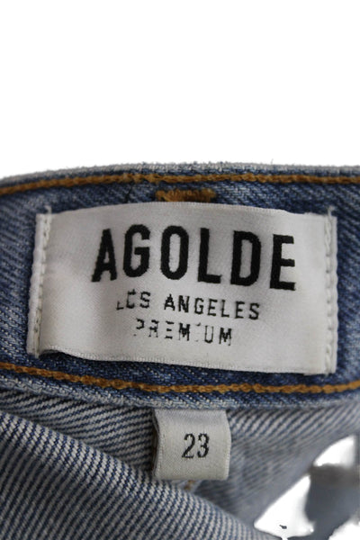 Agolde Womens Cropped Straight High Rise Blue Jeans Size 23