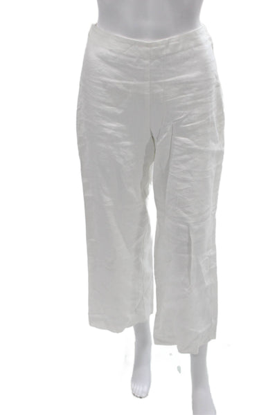 Reformation Womens White Linen Cropped Pants Zip Size 0P