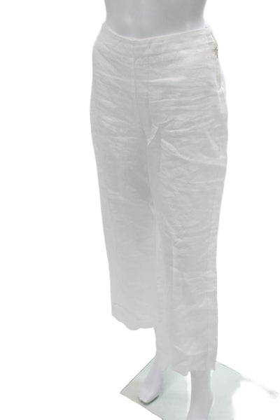 Reformation Womens White Linen Cropped Pants Zip Size 0P