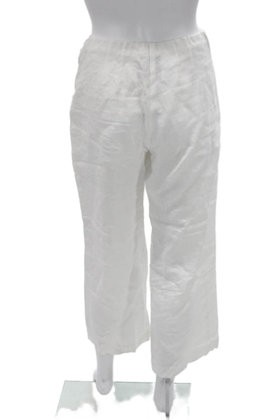 Reformation Womens White Linen Cropped Pants Zip Size 0P