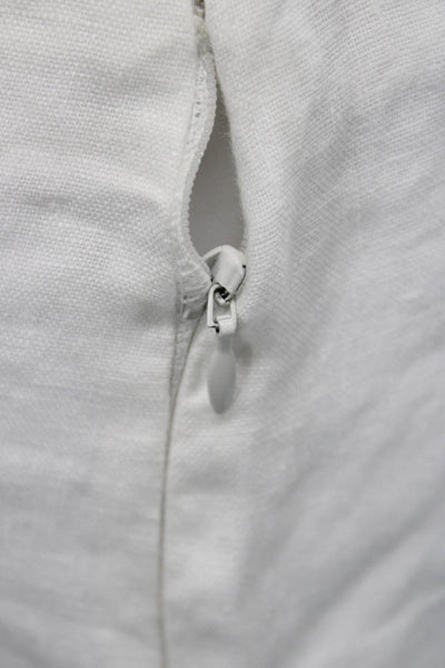 Reformation Womens White Linen Cropped Pants Zip Size 0P