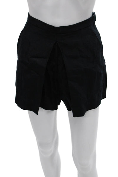 J Crew Women Classic Black Linen Shorts Hook Eye Size 0