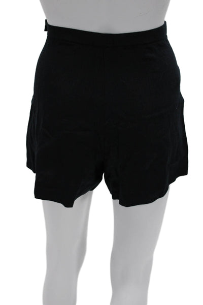 J Crew Women Classic Black Linen Shorts Hook Eye Size 0