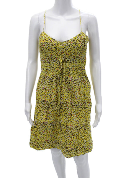 Tocca Womens Yellow Floral Sundress Drawstring Cotton Knee Length Size 2